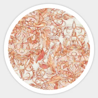 Autumn Peach Art Nouveau Pattern Sticker